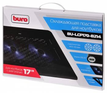 Подставка для ноутбука Buro BU-LCP170-B214, 17", 398х300х29 мм, 2хUSB, вентиляторы 2 х 140 мм, 926г, черный