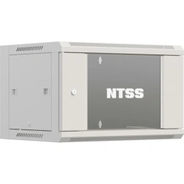 Шкаф настенный телекоммуникационный NTSS W 12U 600x450x635мм, 2 профиля 19, дверь стеклянная, боковые стенки съемные, задняя стенка, разобранный, серый RAL 7035 NTSS-W12U6045GS