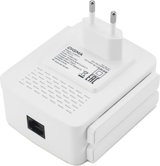 Повторитель беспроводного сигнала Digma D-WR310 (D-WR310V2) N300 Wi-Fi белый