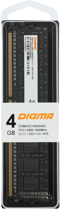 Оперативная память Digma DGMAD31600004S DDR3 -  1x 4ГБ 1600МГц, DIMM,  Ret