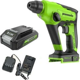Перфоратор аккумуляторный бесщеточный GreenWorks GD24SDS1K2, 1,2 ДЖ, 24V, c АКБ 2Ач и ЗУ, 3803107UA