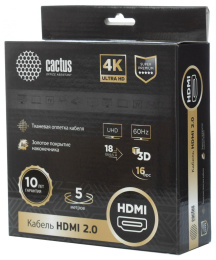 Кабель аудио-видео Cactus CS-HDMI.2-5 HDMI m /HDMI m 5м. позолоч.конт. черный