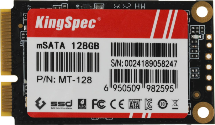 SSD накопитель KINGSPEC MT Series MT-128 128ГБ, mSATA, mSATA,  mSATA