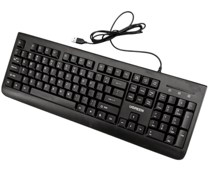 Клавиатура механическая проводная UGREEN K371 (55655) USB Wired Mechanical Keyboard RU. Цвет: Черный/Темно-золотой