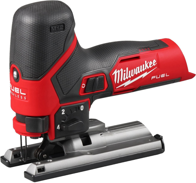 Электролобзик Milwaukee M12 FJS-0 4933500574 аккумуляторный, Li-one, напряжение: 12 В, угол наклона: 45°, в комплект входит: 1 лезвие, адаптер для пылеудаления, защитный чехол от пыли