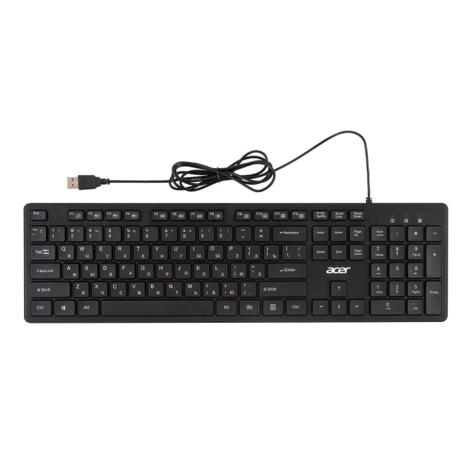 Клавиатура Acer OKW122, проводная, USB, мембранная, черный [zl.kbdee.00c]