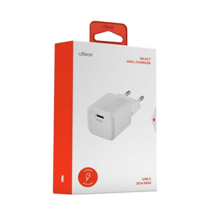 Сетевое зар./устр. uBear WC20WH01-AD 20W 3A PD+QC USB-C универсальное белый