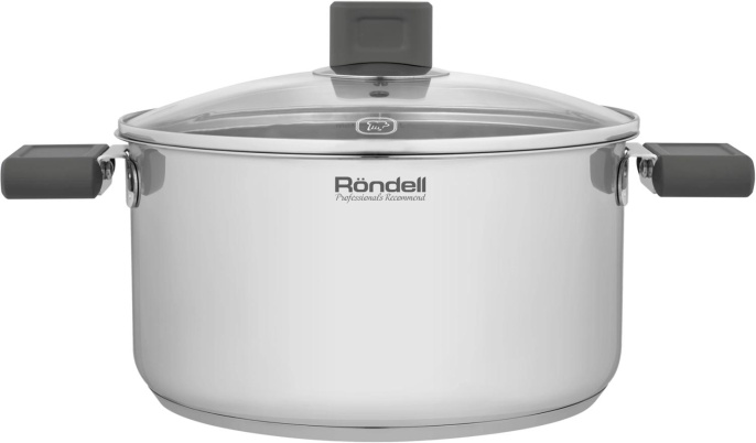 Кастрюля 5.1л Rondell Quadro RDS-1597,  нержавеющая сталь, с крышкой