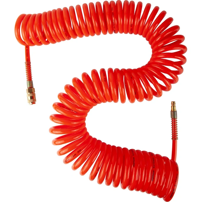 Шланг пневматический спиральный PU с быстросъемными фитингами 8х12 мм; 15 м AV Steel AV-700015