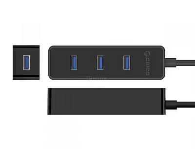 USB-хаб ORICO-W6PH4-U3-BK, USB 3.0 на 4xUSB 3.0, Чёрный