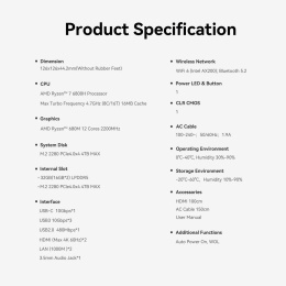 Мини-компьютер Beelink AMD Ryzen 7 6800H BL/EQR6-LP/6800H/32G/500G/Milky Grey