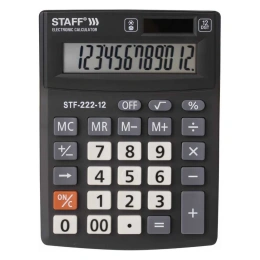 Настольный компактный калькулятор Staff PLUS STF-222, 12 разрядов, двойное питание, 250420