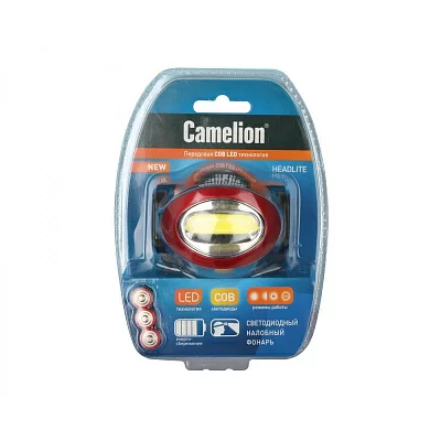 Camelion LED5382 (фонарь налобн, черн., COB, 4 реж, 3XLR03 в компл, пласт, откр. блист)