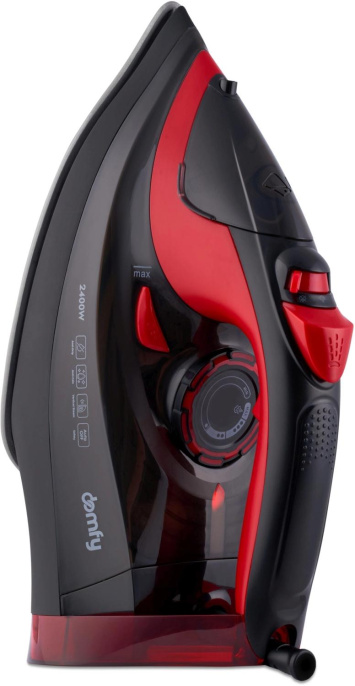 Утюг DOMFY DSC-EI502,  с паровым ударом,  2400Вт,  с автоотключением,  черный и красный