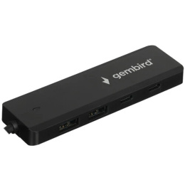 Gembird Разветвитель USB3.1 2xUSB, 2xType-C, с доп.пит Type-C , кабель USB 19см, черный, коробка UHB-C415