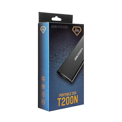 Твердотельный накопитель SSD Hikvision 1.6" 512GB Hikvision T200N Black External SSD (HS-ESSD-T200N/512G) USB 3.1 Type C, 450/400, Metal case, Windows/Mac/Linux, RTL (017004)