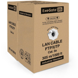 Кабель EXEGATE UTP4-C5e-CCA-S26-IN-PVC-GY-305 UTP 4 UTP, кат.5E, 305м, 4 пары, 26AWG,  алюминий омедненный,  одножильный,  серый