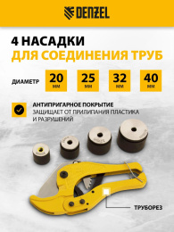 Сварочный аппарат для пластиковых труб Denzel DWP-750 0.75кВт Тмакс.:300 парн.насад. 4насад. кейс в компл. 94203