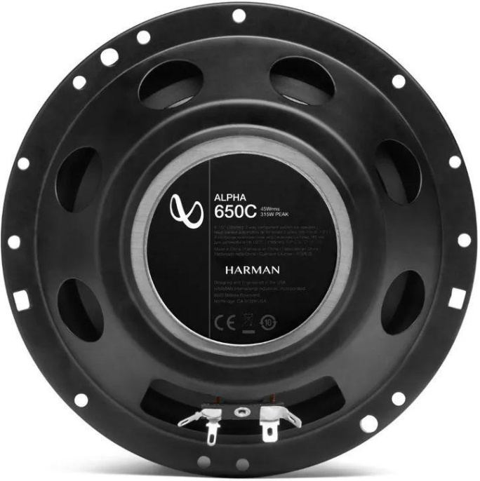 Колонки автомобильные Infinity Alpha 650C 315Вт 91дБ 4Ом 16.5см 6 1/2дюйм ком.:4кол. компонентные двухполосные