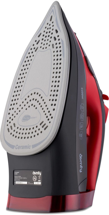 Утюг DOMFY DSC-EI502,  с паровым ударом,  2400Вт,  с автоотключением,  черный и красный
