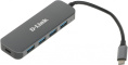 Разветвитель USB-C D-Link DUB-2340 4порт. черный DUB-2340/A1A