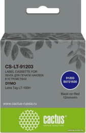 Картридж ленточный Cactus CS-LT-91203 91203 черный на красном 12x4 для Dymo Letra Tag LT-100H без чипа