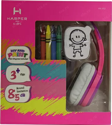 Наушники HARPER KIDS HN-302 Pink (шнур 1.2м)