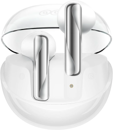 Беспроводные наушники QCY AilyBuds Clear White BH24QT32A чип: Jieli JL6973D8 Bluetooth 5.3 Solution, излучатель: 13mm инамический драйвер, расстояние связи: 10m, время воспроизведения музыки: 5ч, время звонка: 2ч, срок службы батареи: около 22.5ч, емко