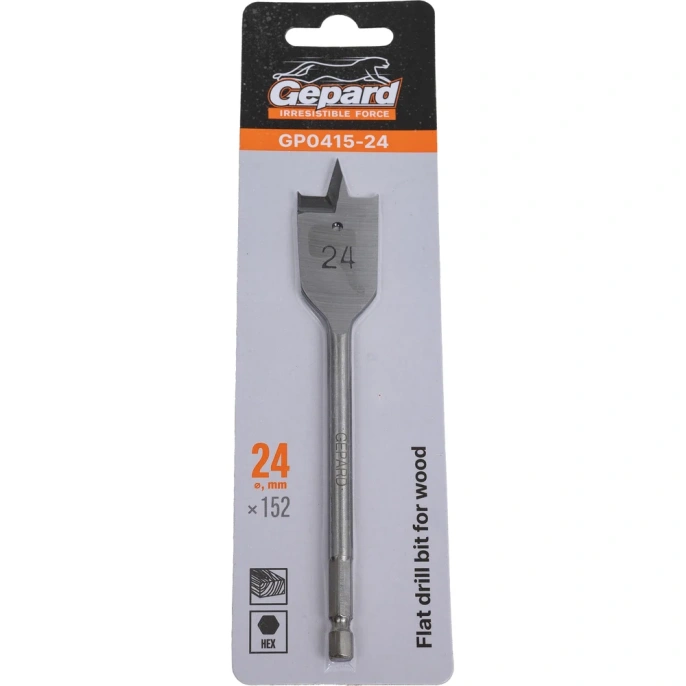 Сверло по дереву перьевое 24x152 мм Gepard GP0415-24