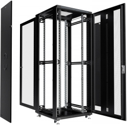 Cabeus ND-05C-42U80/80-BK Шкаф монтажный телекоммуникационный 19" напольный для распределительного и серверного оборудования 42U 800x800x2055mm (ШхГхВ) передняя и задняя перфорированные двери, ручка с замком, цвет черный (RAL 9004)