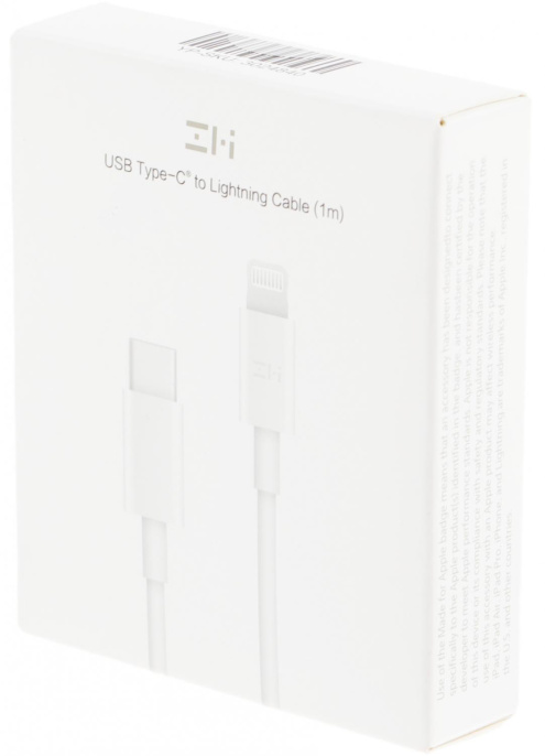 Кабель ZMI AL870C, Lightning m - USB Type-C m , 1м, MFI, 3A, белый