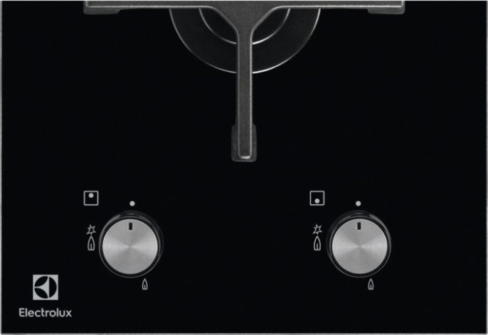 Газовая варочная панель Electrolux EGC3322NVK,  2 конфорки,  закаленное стекло,  черный