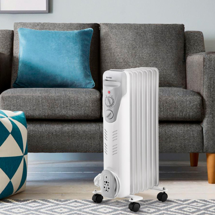 Масляный радиатор Vitek VT-1708, 1500Вт, белый