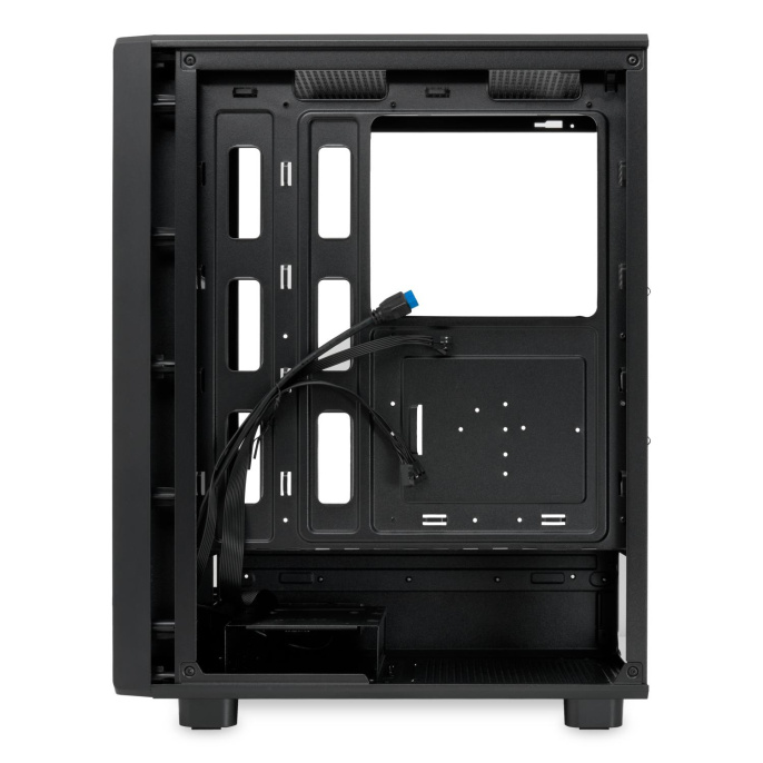 Корпус без блока питания Case HSPD M510, Mesh Mid Tower, Black, TG, 0.5 SPCC, no fans ATX, mATX, mITX 180/280/160mm 1x2.5", 1x3.5", 7xPCI 1xUSB-A 3.0, 1xUSB-A 1.0 517x277x418mm (M510-TGBK)