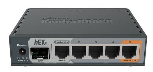 Роутер MIKROTIK hEX S,  4 LAN,  1xUSB, 1xSFP, черный [rb760igs]