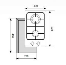Газовая варочная панель LEX GVS 320 IX,  2 конфорки,  нержавеющая сталь,  серебристый