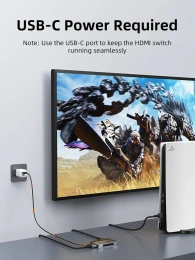Переключатель CABLETIME CP35G (CT-HS4K3-AG) 3-в-1, HDMI 2.1, 4K@60 Гц, космический серый