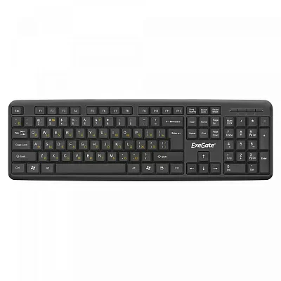 Комплект ExeGate Professional Standard Combo MK120-OEM (клавиатура влагозащищенная 104кл. + мышь оптическая 1000dpi, 3 кнопки и колесо прокрутки; USB, длина кабелей 1.5м, черный, RTL) EX287139RUS