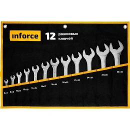 Набор рожковых ключей 12 предметов Inforce, Сталь Cr-V, 6-32мм, профессиональный, 06-05-44