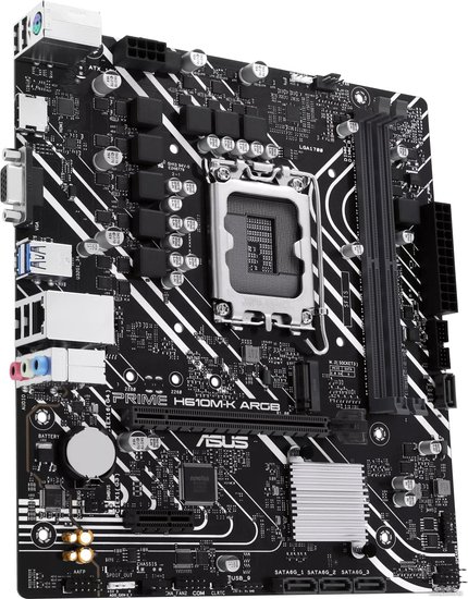 Материнская плата ASUS PRIME H610M-K ARGB mATX, 234х203мм, Intel H610, 2xDDR5 DIMM, 4800-5600МГц, до 96GB, звук 7.1, 4 x SATA 6Gb/s, 1хM.2, 1 x PCIe