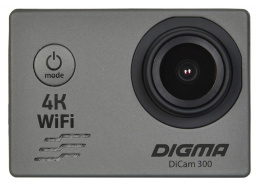 Экшн-камера DIGMA DiCam 300 4K,  WiFi,  серый [dc300]
