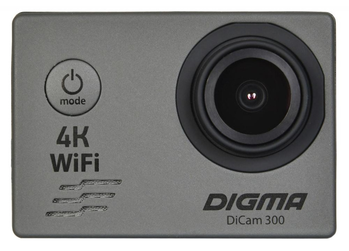 Экшн-камера DIGMA DiCam 300 4K,  WiFi,  серый [dc300]