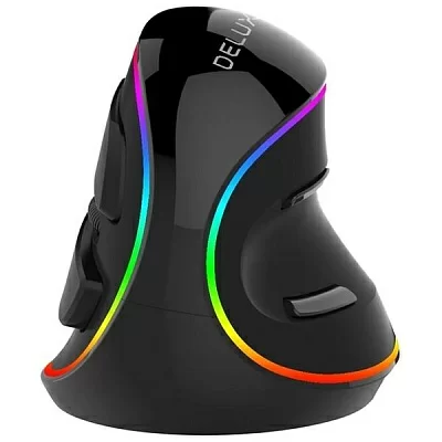 Мышь вертикальная DELUX KM-M618Plus RGB, Мышь вертикальная, USB (800/1200/1600/2400/4000)