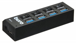 Хаб (разветвитель) Buro BU-HUB4-U3.0-L, черный