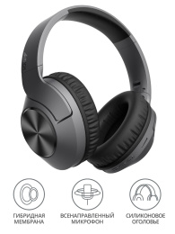 Наушники A4TECH 2Drumtek BH300, Bluetooth, мониторные, черный [bh300 ash grey]