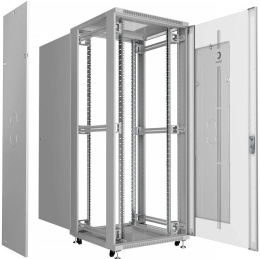Cabeus SH-05C-42U80/80 Шкаф монтажный телекоммуникационный 19" напольный для распределительного и серверного оборудования 42U 800x800x2055mm (ШхГхВ) передняя стеклянная и задняя сплошная металлическая двери, ручка с замком, цвет серый (RAL 7035)