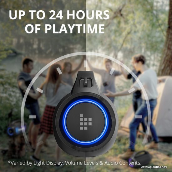 Портативная колонка Tronsmart Bang SE 40W стереозвук, IPX6, Bluetooth 5.3, ультрапортативная с ручкой и съемным ремешком, 3 режима освещения, 60 Гц – 20 кГц, 24 часа