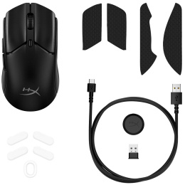 Мышь HyperX Pulsefire Haste 2 Mini Черный 7D388AA полноразмерная, симметричная, проводная USB/беспроводная радио/Bluetooth, частота опроса: до 1000Гц, сенсор оптический 26000dpi, скорость: 650 IPS, ускорение: 50G, 6 кнопок, колесо с нажатием, долговечн
