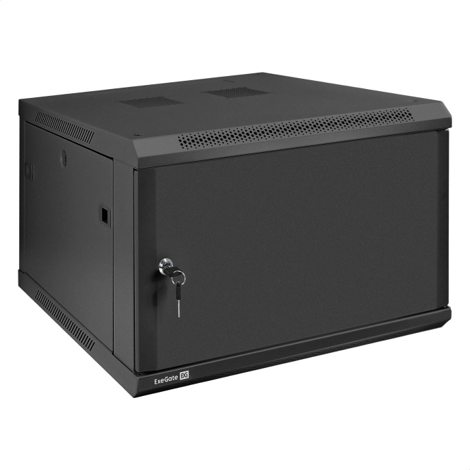 Шкаф телекоммуникационный 19" настенный 6U ExeGate EC-WM-6U.600.M.BLACK 19”, 6U, 600x600x370mm ШхГхВ , передняя дверь металл, съемные боковые панели, пыле- и влагозащита IP23, черный RAL 9004 EX298618RUS