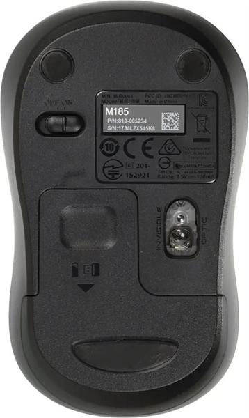 Мышь Logitech M185 черный/серый оптическая 1000dpi беспров. USB для ноутбука 2but (910-002252)
